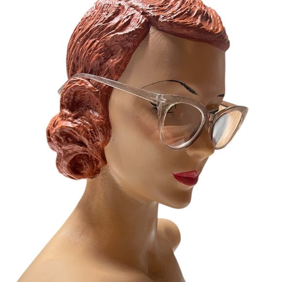 Betsey Johnson +2.00 Clear Glitter Cat Eye Reading Glasses Readers Glasses - Picture 3 of 4